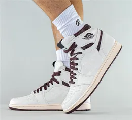 En Sıcak Bir Ma Maniere X Otantik 1 Yüksek OG Ayakkabı Erkekler Yelken Bordo Crush 3 S Mocha Beyaz Orta Gri Menekşe Orijinasyon Açık Spor Sneakers Orijinal Kutusu US5-13