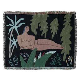 Nordisk stil tapestry vägg hängande trippy modern svart tapestry macrame stort vardagsrum wandteppich rum dekoration eb50gt 210609