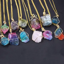 Hot New Arrival Stone Crystal Amethyst Pendant Multicolor Oregelbunden Halsband Slumpmässig Mix