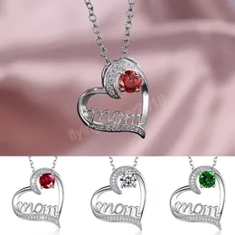 Kvinnors smycken mode brev mamma hjärta form inlaid kristall hängsmycke halsband mors dag gåva högkvalitativa smycken grossist