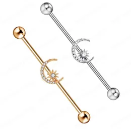 Barbell örhänge brosk rostfritt stål 38mm 1 1/2 tum industriell bar kropp piercing smycken för kvinnor