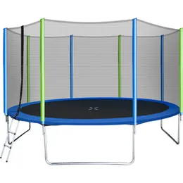 14 stóp trampoliny dla dzieci z obudowy bezpieczeństwa netto, drabiny i 8 stawek wiatrowych okrągły rekreacyjne trampolina rekreacyjna USA