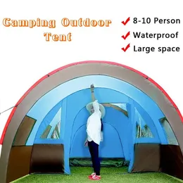 Палатки и приюты Большие кемпинг-палатка 8-10 человек портативный водонепроницаемый туннель семьи Sun Sun Shate 4 Seasons Extra Sunsy для
