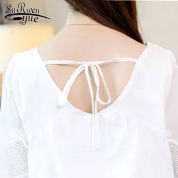 여성 블라우스 여름 Tunique Femme Grande Tilele White Shirt Women Off 어깨 탑 레이스 블라우스 숙녀 흰 셔츠 4922 50 210417