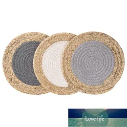 Kitchen Cotton Round Potholders,Natural Straw Thread Weave Insulation Hot Pads,Braided Mat, Diameter 9.5 Inch,Set of 3 Factory price expert design Quality Latest