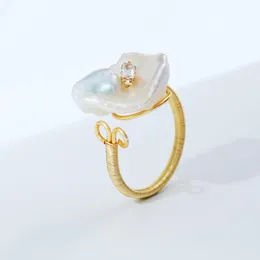 Cluster Rings DMJZ036005 Keshi Pearl Ring Naturalny słodkowodny styl barokowy dla kobiet