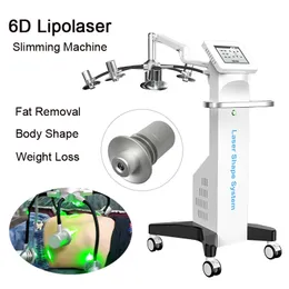 Hög intensitet, icke-invasiv 6D Lipolaser Cold Laser Shape System Body Slimming Machine 532nm Grön Ljusbuk bakfett Avlägsnande Viktminskning.