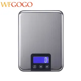 WFGOGO 5KG / 1G Wyświetlacz LCD Wagi kuchni ze stali nierdzewnej wysokiej precyzji elektronicznych gramów wagi do pieczenia 210728