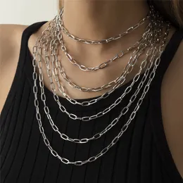 4Pcs/Set Multilayer Fashion Link Chain Necklace Bijoux Punk Gothic Women Necklaces Choker Jewelry Neck Clavicle Accessories 2021