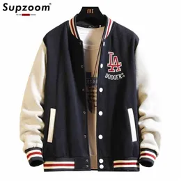 2021 arrivo stile preppy cotone spesso ricamo manica a costine bomber giacca marchio di abbigliamento baseball autunno inverno casual 220212