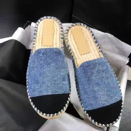 Summer Women Espadrilles Slippers Luxury Designer Solid Mixed Color Patchwork Slip On Home Leisure Shoes Scuffs Fashion Ladies Flat Soled Pl