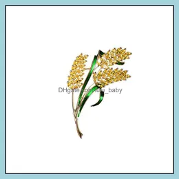 Pins Brooches Jewelry Good Quality Cubic Zircon Brooch Pin Gold Wheat Cora Suit Coat Fashion Aessories Wholesale Drop Delivery 2021 Qrcda