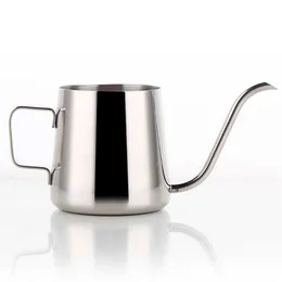 250ML 304 Stainless Steel Hand Drip Coffee Pot With Lid Gooseneck Narrow Spout Teapot Long Mouth Kettle Household Kitchen Tool 210408