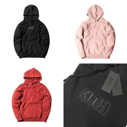 Men's hoodies Hoge Kwaliteit Dikke Kith Box Hoodie Mannen Womenembroidery Zwart Rood Roze Sweatshirts Toevallige Losse Trui 0811