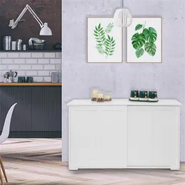 US stock FCH Double Sliding Door Sideboard Porch Cabinet White a01