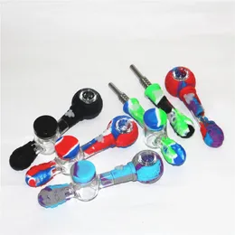 pipe per fumatori Kit nettare in silicone con punte in titanio GR2 da 14 mm Mini NC Dab Tool raccoglitore di cenere di vetro