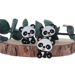 50pc panda silikon djur baby teether pärlor unicorn bpa gratis björn gnagare född tuggning nappkedja tillbehör tand gåva 211106