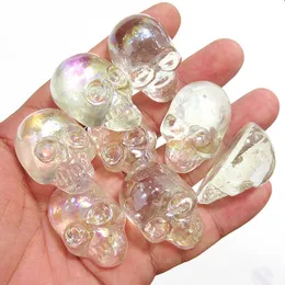 Handmade murano glass skull Miniature figurine ornament clear Transparent pearl effect art Halloween Home decoration accessories