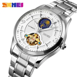 SKMEI Automatic Mechanical Homens Assista Moon Fase Impermeável Mens Mecânica Mecânica relógios Hollow Mens Relógios Reloj Hombre 9239 Q0524