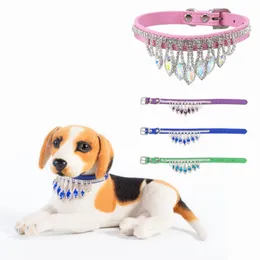 Bling Diamond Dog Dog Colletto regolabile con strass pendente Collana Collano Fashion Gemstone Cat Collars Accessori