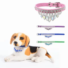 Bling Diamond Dog Collar Regulowany Rhinestone Wisiorek Naszyjnik Collar Moda Gemstone Cat Obroże Akcesoria