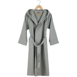 Five-star el Bathrobe Men Hooded 100% Cotton Men's Robe Summer Thin Couples Bride Wedding Men Bath Robe Male Dressing Gown 210901