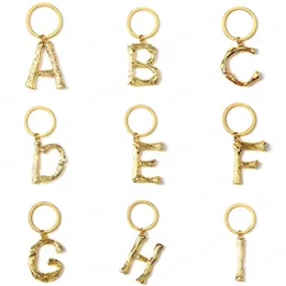 DIY A-Z Litery Key Chain Gold Color Metal Brelok Kobiety Key Car Ring Proste List Nazwa Klucz Uchwyt Party Prezent Biżuteria