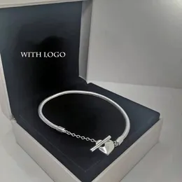 100% prata esterlina 925 corrente cobra pulseiras para mulheres miçangas pandora com design de logotipo coração tipo t presente feminino