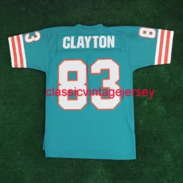 Mężczyźni Kobiety Młodzież Mark Clayton 1984 Rzutek Domowa koszulka turkusowa mężczyźni zszyte zwyczaj dowolny numer Numer Numer Football Jersey