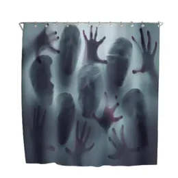 Wall Stickers Halloween Curtain Horror Zombie Heat Transfer Shower Polyester Toilet Bathroom Decoration