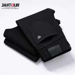 Duży rozmiar 40 42 męskie czarne dżinsy bawełniane elastyczne proste spodnie męskie moda biznes denim spodnie marki odzież 211111