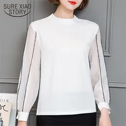 Chegou moda moda outono mulheres blusas chiffon manga comprida Causal camisa feminina top oly blusas d160 40 210506