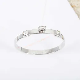 Luxury H Brand Pure 925 Sterling Silver Jewelry For Women Lock Bangle Rose Gold Lock Knot Design Bangle Wedding Jewelry Engagement Bracelet