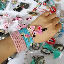 Charmarmband shinusboho 3st/set män pärlstav fransade pulseras bijoux miyuki rosa flamingo armband för kvinnor animlal smycken