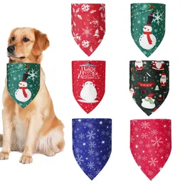 6 Färg Julhundar Bandana Dog Apparel Singel Side Polyester Triangle Bibs Scarf Tillbehör till Doggy Cats Husdjur Djur A140