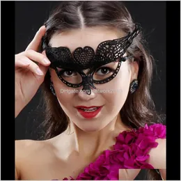 Masks Festive Supplies Home & Garden Drop Delivery 2021 Worldwide Black Sexy Lady Lace Cutout Eye Masquerade Fancy Mask Costume For Halloween