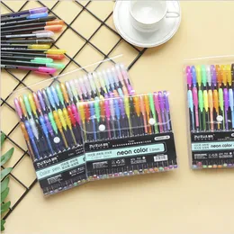 Dights Colors Colors Marker Set Glitter Gel Pen para Livros Para Colorir Revistas Desenho Pintura Doodling Marcadores de Arte Suprimentos 12/18/24/36/48