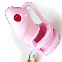 NXY Cockrings Happygo Mężczyzna Różowy Silikonowy Chastity Device Cock Klatki z 3 Penis Ring CB3000 Dorosłych Sex Zabawki M800 PNK 1209