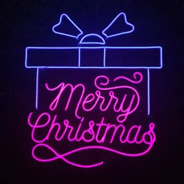 Christmas Gift Box Sign Holiday Lighting Party Home Bar Miejsca Publiczne Handmade Neon Light 12 V Super Bright