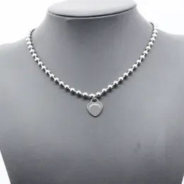 15 mm hjärtrundt halsband kvinnor par hänge rostfritt stål pärla kedja smycken valentin dag gåvor tillbehör grossist