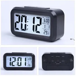 Smart Sensor Nightlight Digital Budzik z Temperatury Termometr Kalendarz Silent Desk Stół Zegar Wózek Wake Up JJB11190