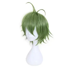 Anime danganronpa rantaro amami rantarou grön kort peruk cosplay kostym dangan ronpa v3 syntetiska hår party peruker y0913