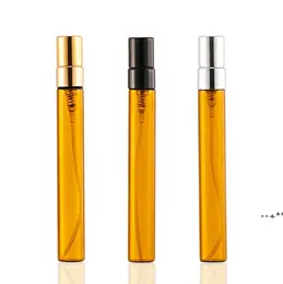 NEW10ML Empty Amber Glass Spray Bottle Small Atomizer Perfume Bottles with Silver/gold/Black Lid RRA11200