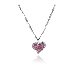 Original tidvatten Märke Pink Peach Heart Diamond Hängsmycke Halsband Harajuku Titanium Steel Jump Di Net Röda Par Tillbehör