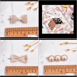 Barrettes Jewelrywoman Pearls Clips Fashion Girl Barrette 귀여운 신부 핀 여성 반짝이 Boho Hair Jewelry Party 선물 선물 PS1762 드롭 배달 20