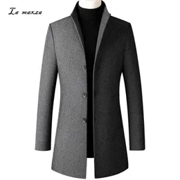 Plus storlek 5xl mode solida män ull kappa vinter smart casual slank cashmere coat 211115