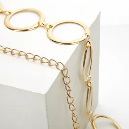 Linkidea Cintura A Catena Taglie Forti Donna – Metallo Oro Con Pezzi Rotondi – Gioiello Per Vita E Pancia (XXL, Regolabile)