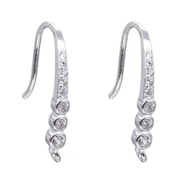 Fine 925 Sterling Silver Hook Earring Hooks with Zircon for Women Ear Jewelry Making 5 Pairs