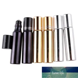 10ML Roll On Bottles For Essential Oil UV Plating Glass Gold Silver Black Cosmetic Refillable Eye Cream Lotion Bottle