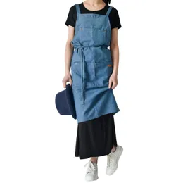 Aprons Unisex Gardener Waiter Serving Sleeveless Household Cleaning Tools 3 Colors Adjustable Chef Denim Apron Bib With Pockets